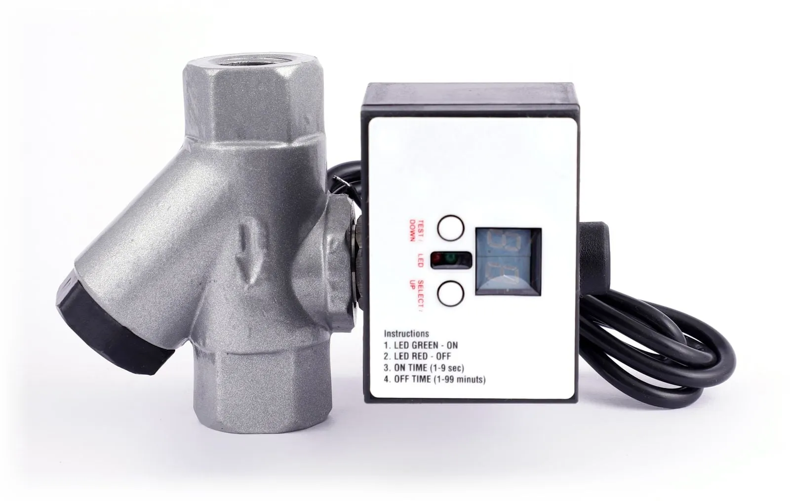BRISOL auto-drain valve, online model, with Y-strainer body and timer