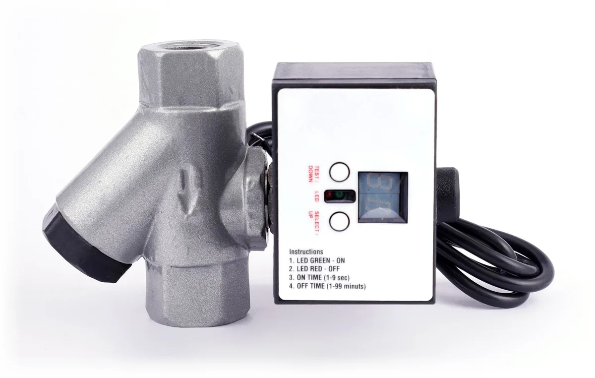 BR-AD-12 auto-drain valve with Y-strainer body and timer